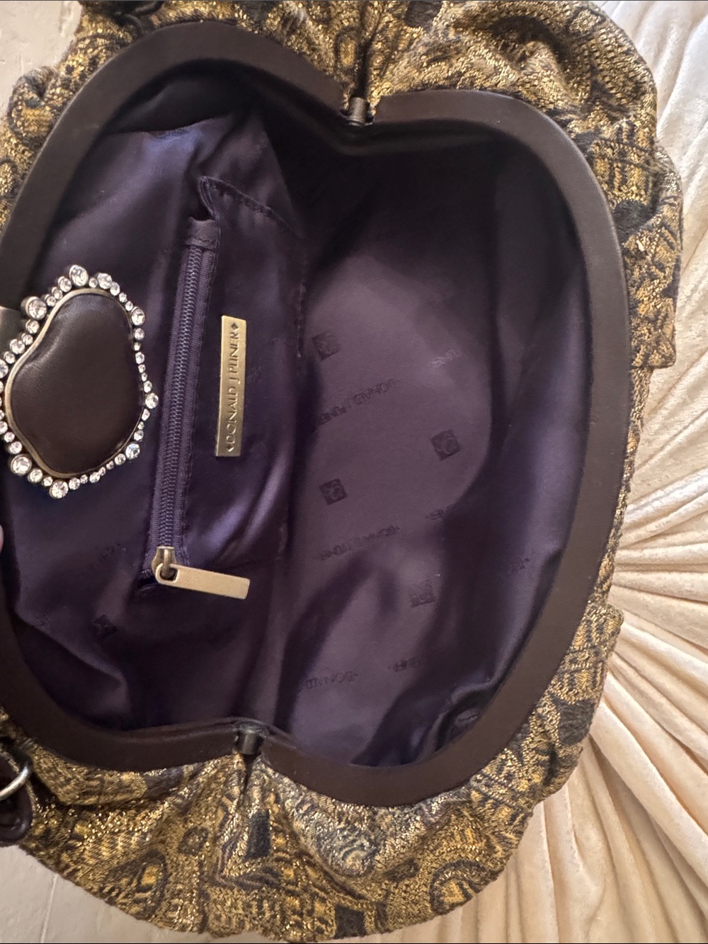 Donald J. Pliner metallic brocade pattern structured bag - Picture 8 of 10